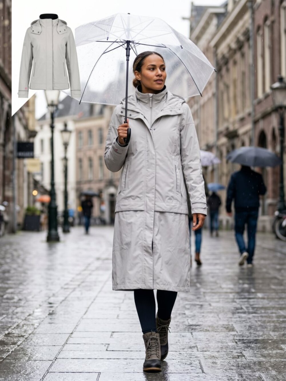 AGU 2-in-1 Convertible Raincoat Poray 5000 Commuter Bicycle Jacket Gray M NWT